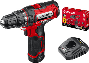 12В, 1 АКБ (2Ач), в коробке, дрель-шуруповерт. ДШЛ-125-21 ЗУБР
