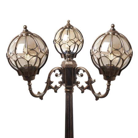 Светильник садово-парковый Feron PL3809 круглый, столб 3*60W 230V E27, черное золото