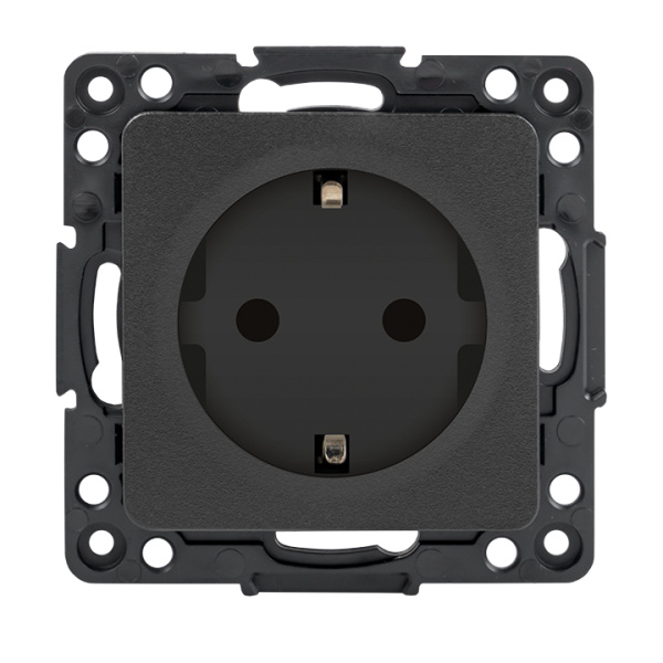 Стокгольм Механизм Розетки 1-местной с/з 16А черный с защ, штор, EKF