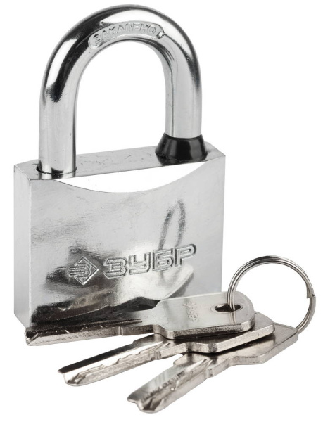 Замок "ЭКСПЕРТ" навесной, стальной корпус, классическая форма, закаленная дужка, 50мм ЗУБР