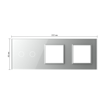 Панель для сенсорного выключателя и двух розеток, 2 клавиши, цвет серый, стекло Livolo