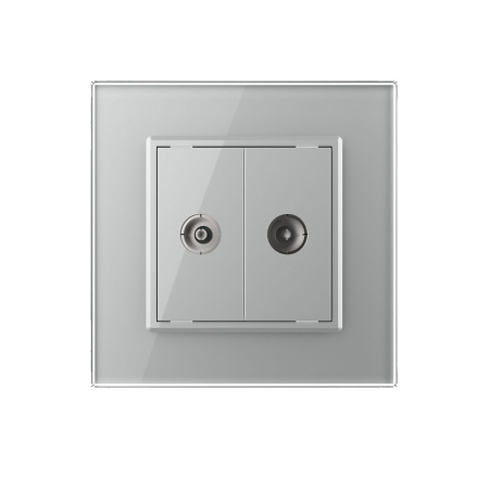 Розетка ТВ двойная Серая Livolo