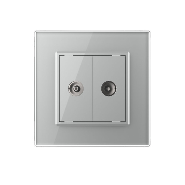 Розетка ТВ двойная Серая Livolo