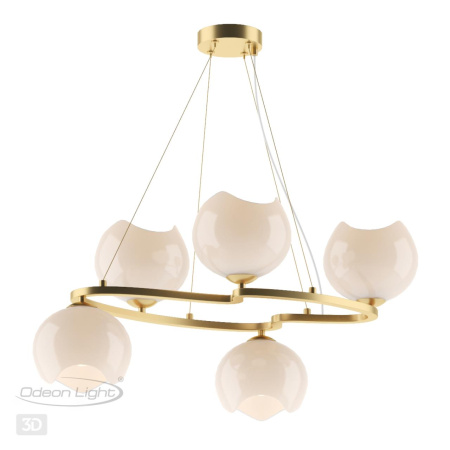 Люстра E14 5*40W WATERLILY золотой/белый/стекло ODEON LIGHT