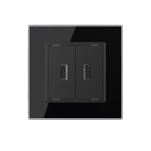 Розетка USB с блоком 5В 2.1А двойная Черная Livolo Розетка USB с блоком 5В 2.1А двойная Черная Livolo