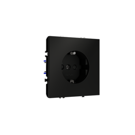 Розетка встраиваемая Voltum S70 с заземлением и защитными шторками, 16А, (черный матовый)