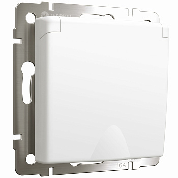 Розетка с заземлением и шторками c крышкой (белый матовый) СУ IP44 Werkel