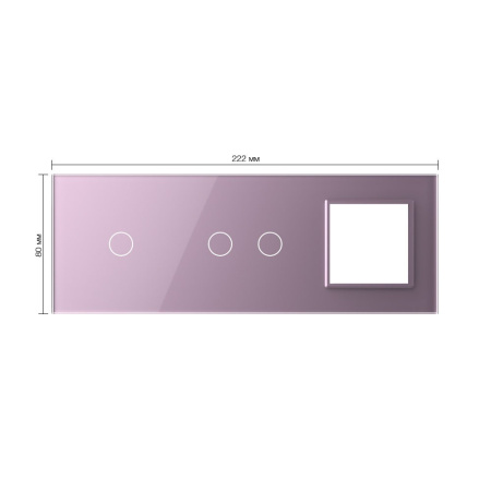 Панель для двух сенсорных выключателей и розетки, 3 клавиши (1+2), цвет розовый, стекло Livolo