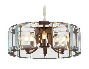 Подвесная люстра с хрусталем TR5144 CF/CL кофе/прозрачный E14/6 max 40W D600*1000 Ambrella Light