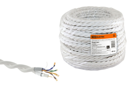 Ретро провод "Эко" TV + Internet витой, белый (45м) TDM