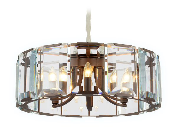 Подвесная люстра с хрусталем TR5144 CF/CL кофе/прозрачный E14/6 max 40W D600*1000 Ambrella Light