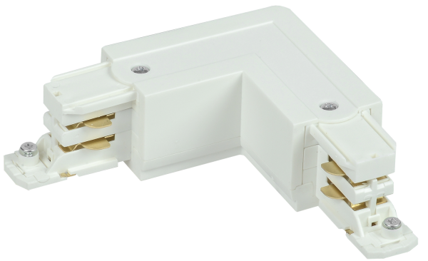 Соединитель L-образный внутренний для трехфазного осветительного шинопровода белый IEK