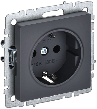 BRITE Розетка 1-местная с з/з с защитными шторками 16А РС14-1-0-БрГ графит IEK