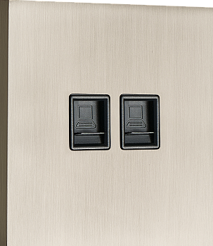 Donel N96 Компьютерная розетка RJ45 + RJ45 (двойная) cat.6/ClassE-8/8, Никель, серия DT