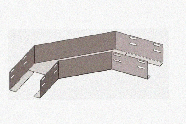 Лоток угловой замковый перфорированный КГЗ 200х60-135 УТ1,5 поворот на 135, оцинкованный лист, S1,5