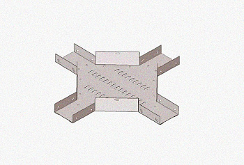 Лоток крестообразный замковый глухой КМЗГ 200х50 УТ1,5, оцинкованный лист, S1,0