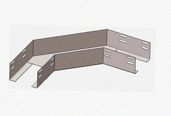Лоток угловой перфорированный КГ 100х25-90 УТ1,5 поворот на 90, оцинкованный лист S1,5