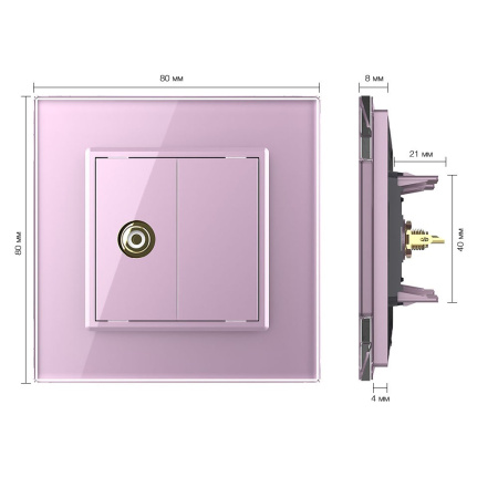 Розетка видео RCA "тюльпан" Розовая Livolo