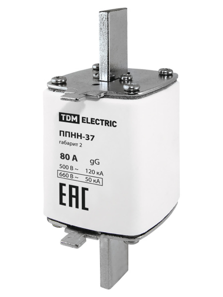 Плавкая вставка предохранителя ППНН-37, габарит 2, 80А TDM