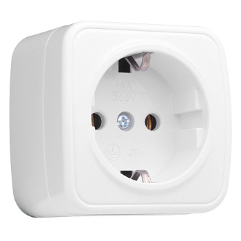 Минск Розетка 1-местная ОП 16А с заземлением белая Basic EKF