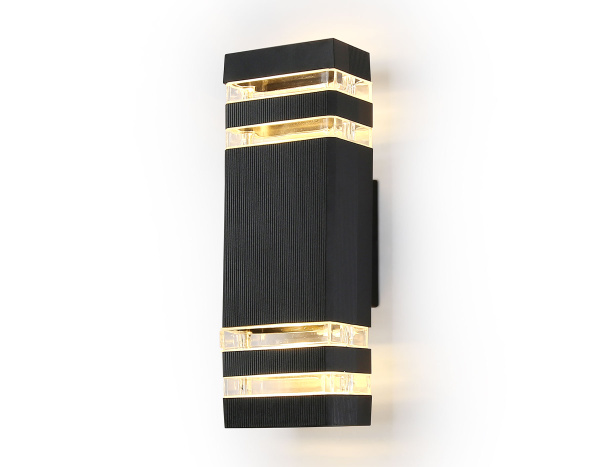 Светильник уличный настенный архитектурный ST2574/2 BK/CL черный/прозрачный IP54 GU10/2 max 35W 310*110*65 Ambrella Light