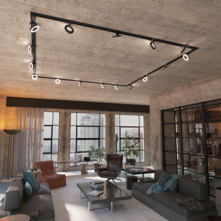 Трековый светодиодный светильник для однофазного шинопровода 12Вт 4200К черный IP20 Spila (a056374) Elektrostandard