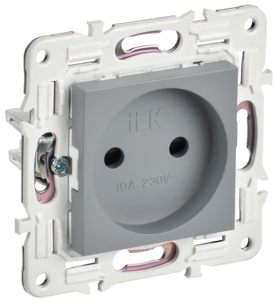 SKANDY Розетка без заземления с защитными шторками 10А SK-R01Gr серый IEK