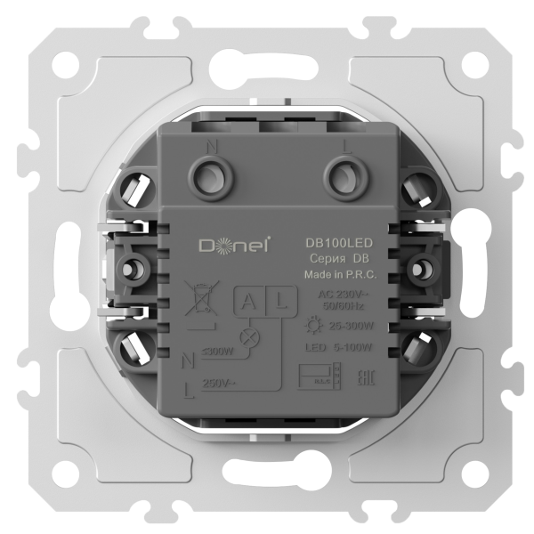 Donel Светорегулятор поворотный Triac, LED 100 Вт (акт.нагрузка-макс. 300Вт), серия DB