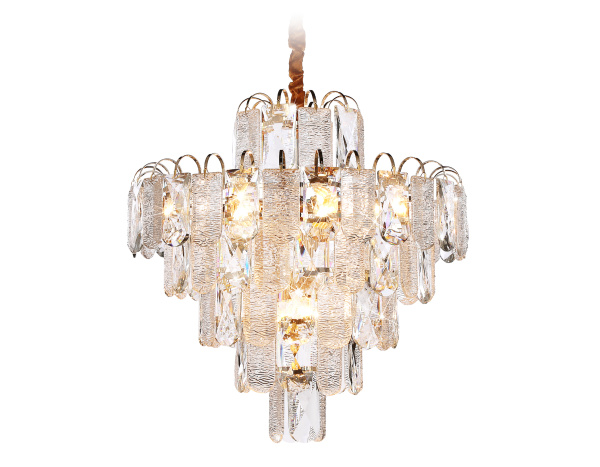 Подвесная люстра с хрусталем TR5233/12 SGD/CL/FR золото/прозрачный/белый матовый E27*12 max 40W D600*610 Ambrella Light