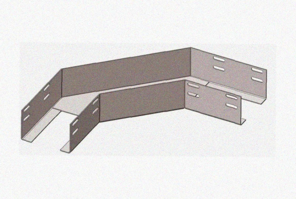Лоток угловой замковый перфорированный КГЗ 80х80-90 УТ1,5 поворот на 90, оцинкованный лист, S1,5