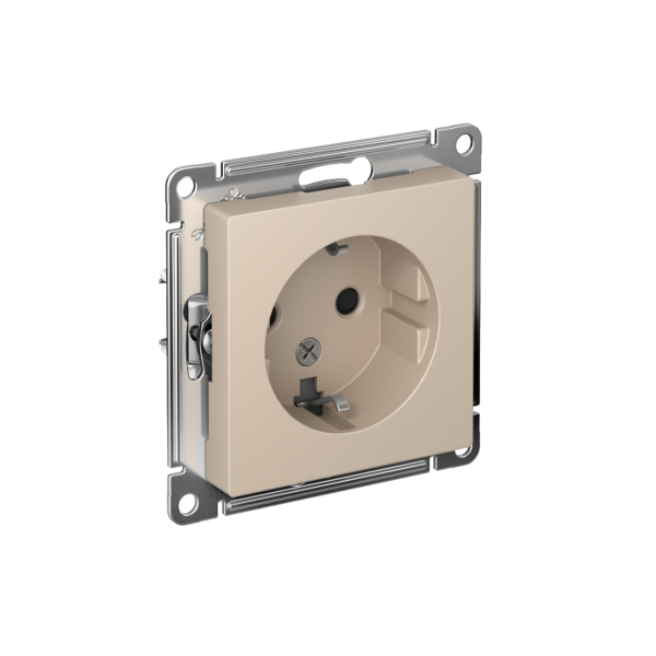 ATLASDESIGN РОЗЕТКА с заземлением со шторками, 16А, механизм, ПЕСОЧНЫЙ