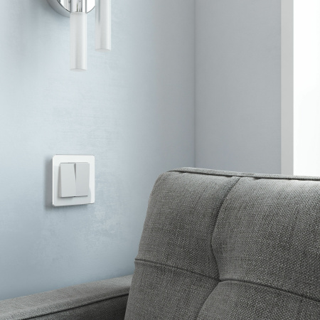 Выключатель двухклавишный (белый матовый) СУ IP20 Werkel