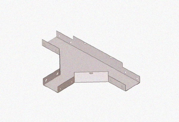 Лоток тройниковый замковый перфорированный ОТЗ 100х50 (Rп300) УХЛ1, радиус поворота трассы 300 мм, оцинкованный лист, S1,0