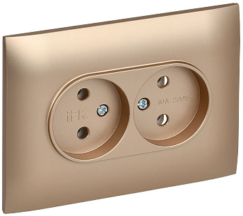 SKANDY Розетка 2-местная без заземления без защитных шторок для плоской вилки 10А SK-R03Sa песочный IEK