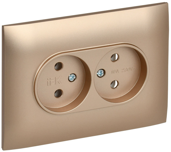 SKANDY Розетка 2-местная без заземления без защитных шторок для плоской вилки 10А SK-R03Sa песочный IEK
