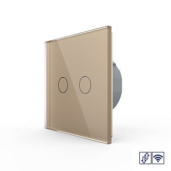 Сенсорный радиоуправляемый выключатель для жалюзи 2 клавиши 1 модуль Золотой Livolo