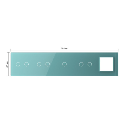 Панель для 4-х сенсорных выключателей и розетки, 7 клавиш (2+2+1+2), цвет зеленый, стекло Livolo