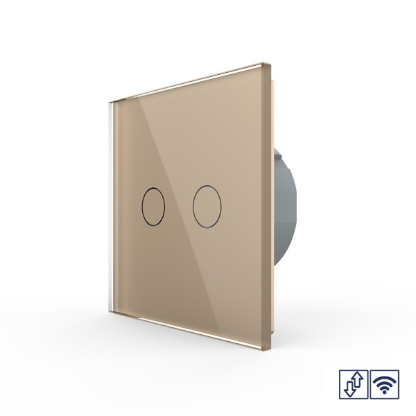 Сенсорный радиоуправляемый выключатель для жалюзи 2 клавиши 1 модуль Золотой Livolo