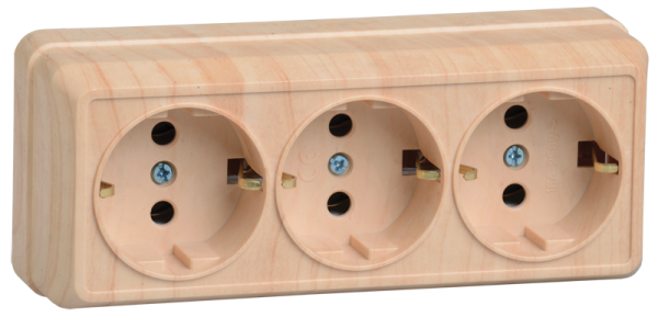 Розетка 3-местная ОУ РС23-3-ОС с з/з 16А ОКТАВА сосна IEK
