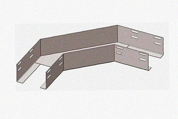 Лоток угловой замковый перфорированный КГЗ 75х65-90 УТ1,5 поворот на 90, оцинкованный лист S1,0