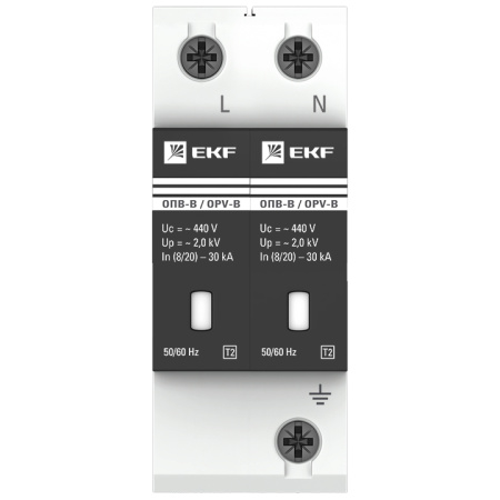 Ограничитель импульсных напряжений ОПВ-B/2P In 30кА 400В с сигн. EKF PROxima 