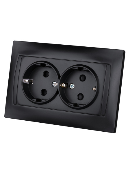 Розетка двойная 2П+З 16А 250В с защ. шт. графит "Лама" TDM