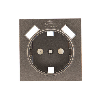 Валенсия Лицевая панель розетки 1-местной с/з 16А графит с защ, штор, с 2 USB 2,1А EKF