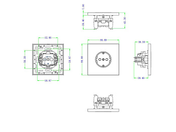 Donel N96 Розетка Schuko с заземлением, со шторками 16A 250 В~, Бронза, серия DT