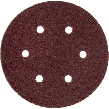 Круг шлифовальный "Мастер" универсальный, из абразивной бумаги на велкро основе, 6 отверстий, Р80, 150мм, 5шт ЗУБР