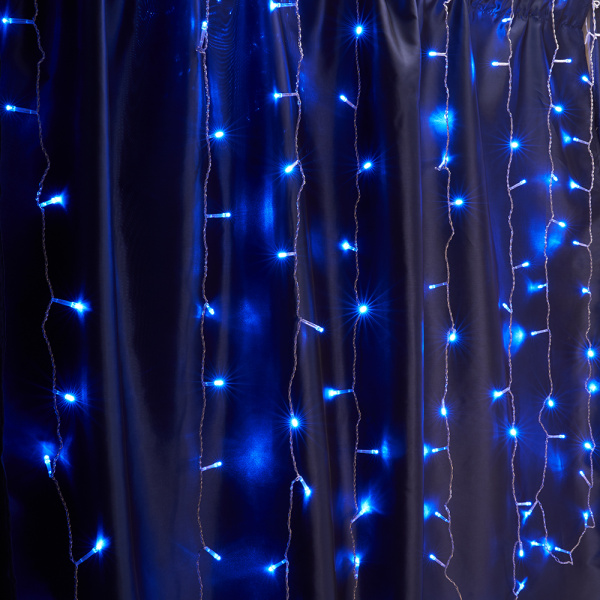 Св/д гирлянда Feron CL21 занавес, статичная, 3*2м + 3м 230V синий, прозр.шнур
