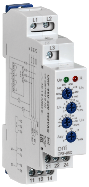Реле контроля фаз ORF-06D 3 фазы 2 контакта 220-460В AC ONI