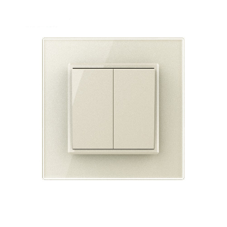 Двухклавишный механический выключатель 1 пост, цвет жемчужный Livolo