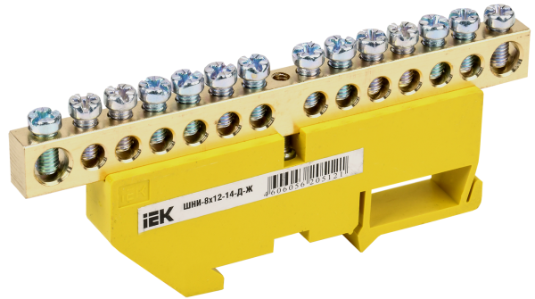 Шина PE "земля" на DIN-изоляторе ШНИ-8х12-14-Д-Ж IEK