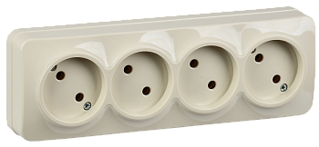 Розетка четырехместная ОУ РС24-2-ХК без з/з 10А GLORY кремовый IEK Розетка четырехместная ОУ РС24-2-ХК без з/з 10А GLORY кремовый IEK